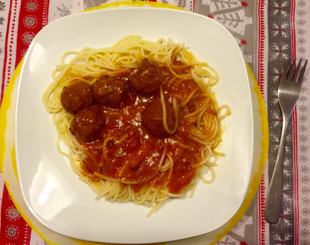 Spaghetti result w/ meatballs